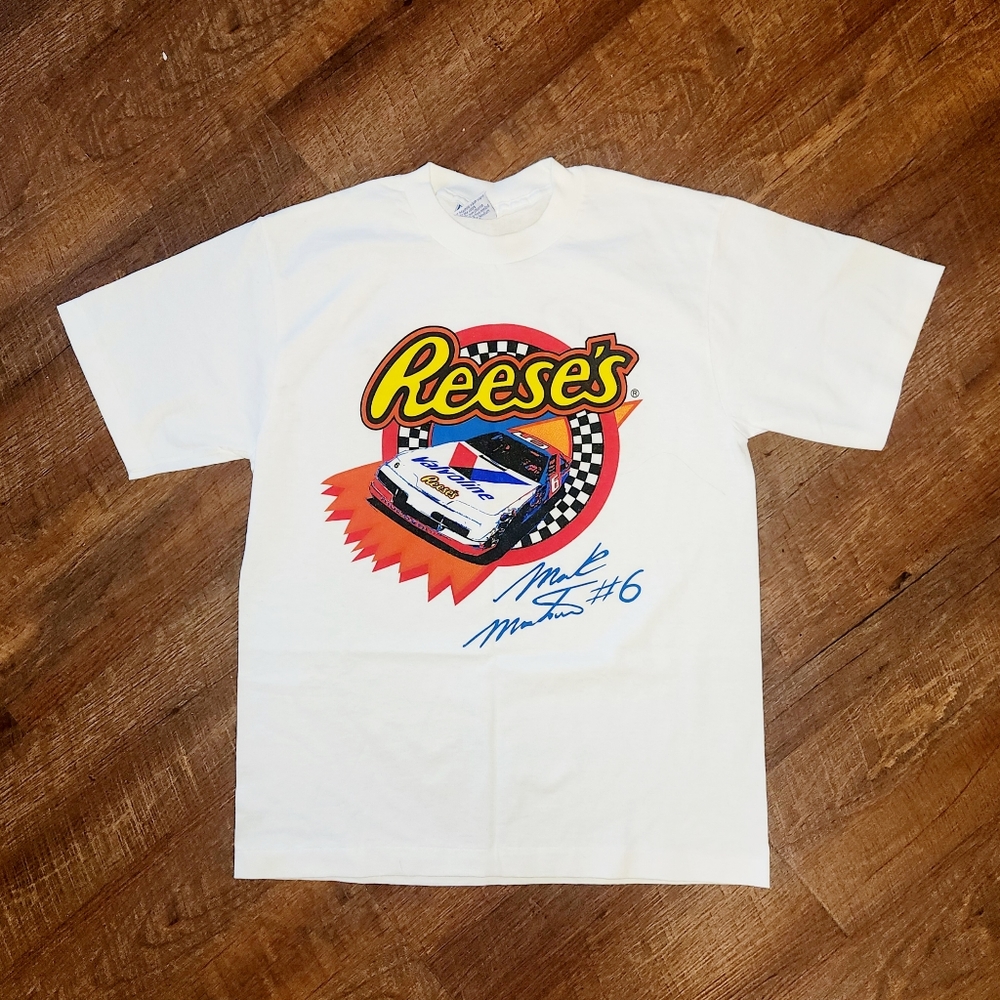 VTG NASCAR Mark Martin #6 REESE'S T-Shirt Single Stitch Two Sided YTH L/ADULT XS